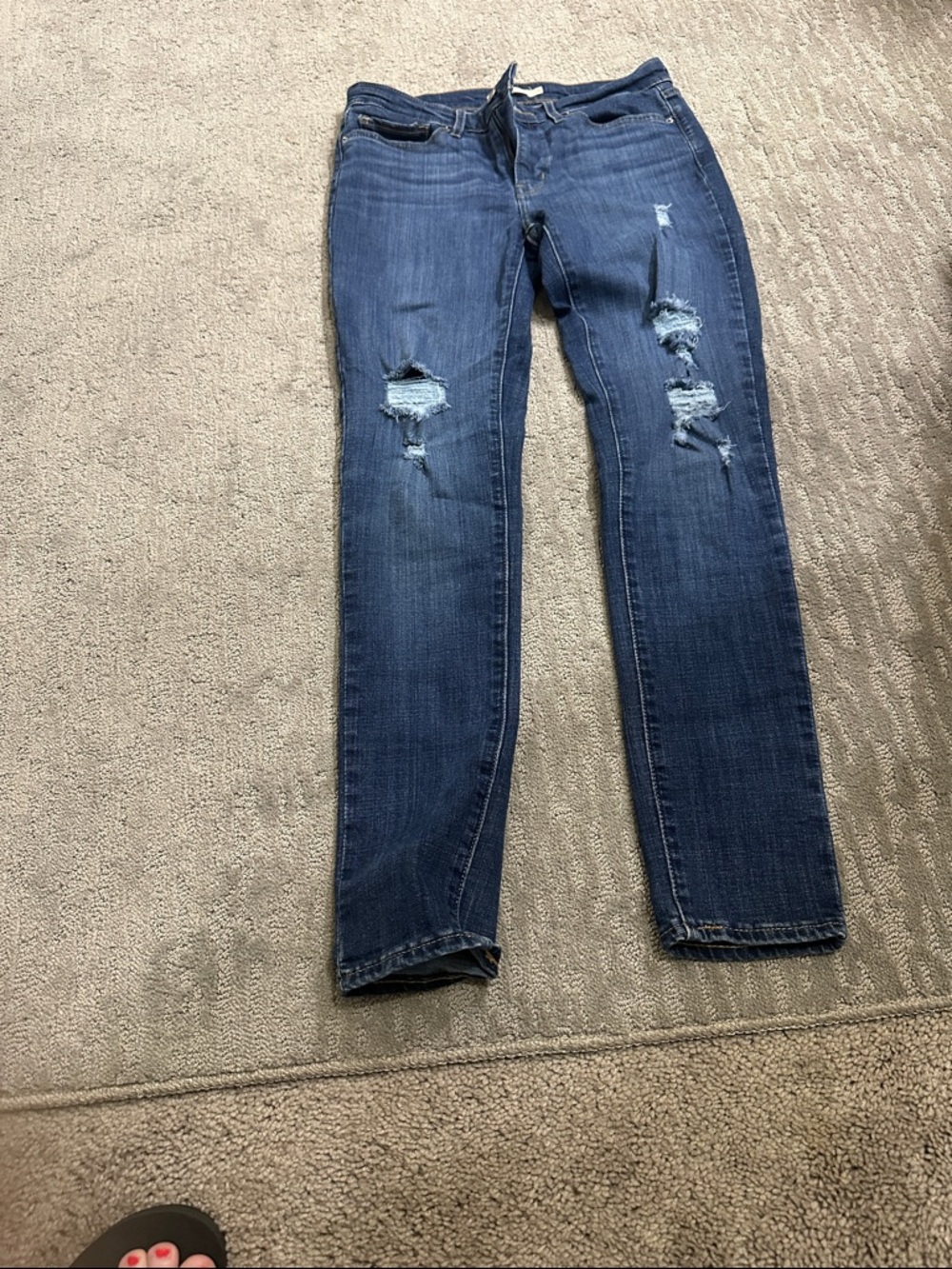 Levi's Dark Blue Distressed Skinny Jeans